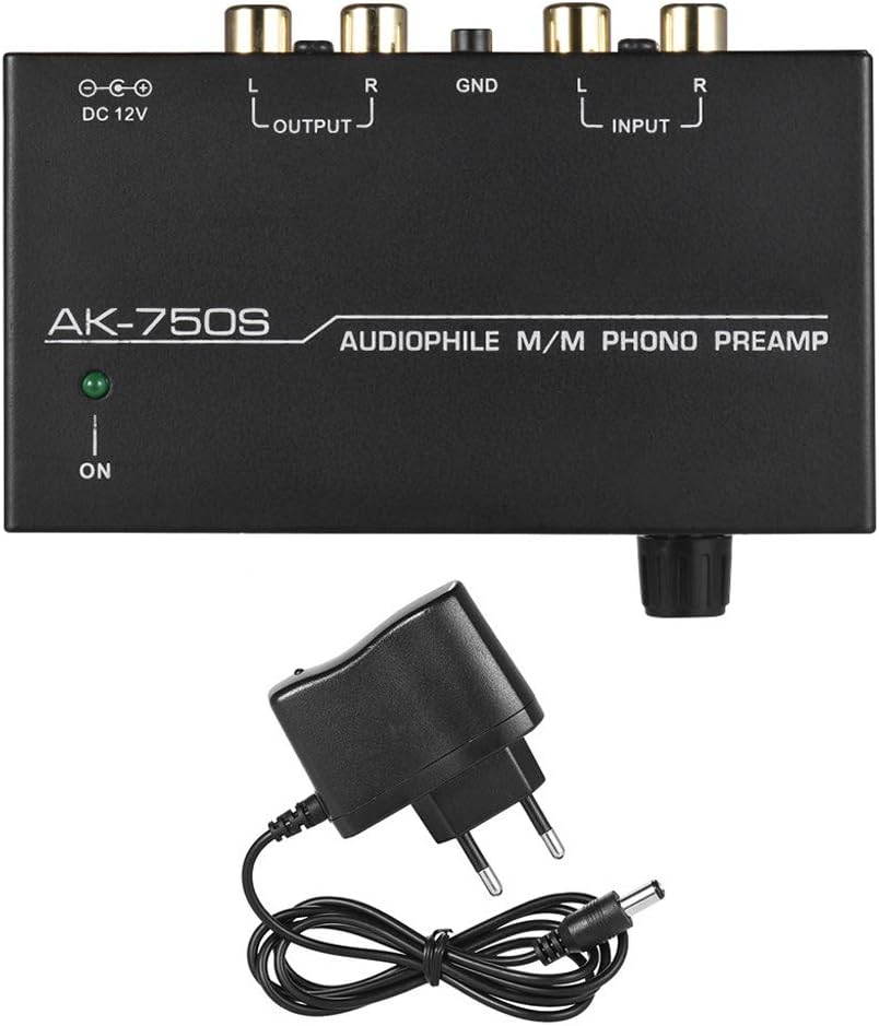 Generic Phono Preamp, AK-750S Audio Fan M/M Phono Preamp Amplifier, Level Control Preamp Amplifier RCA Input Output Interface US/EU Plug Adapter European Regulations