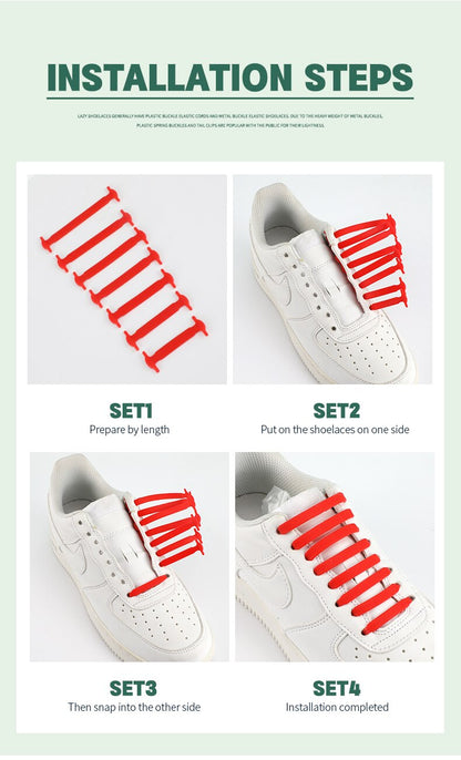 Adult Silicone Elastic Shoelaces Fashion  Athletic No Tie Shoe Lace All Sneakers Fit Quick Shoe Lace