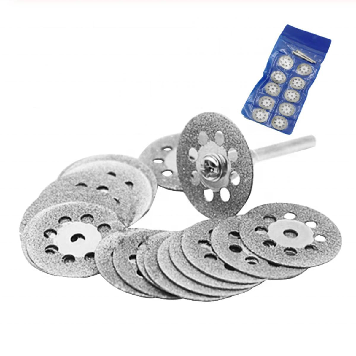22mm Mini Sharp Diamond Cut Off Rotary Tool Cutting Disc Disks DIY Tools Accessories For Dremel10Pcs with 2Pcs rod