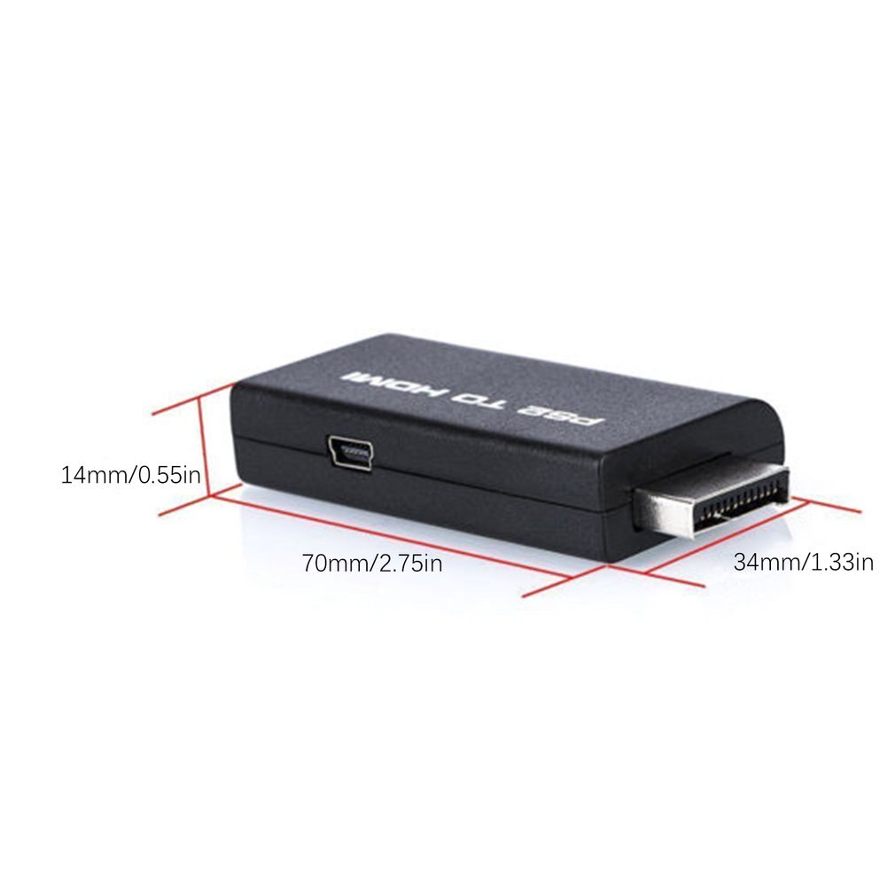 PS2 to HDMI Converter Adapter, PS2 to HDMI Video Converter with 3.5mm Audio Output Cable for HDTV HDMI Monitor AV to HDMI Signal Transfer Adapter, Supports All Playstation 2 Display Modes A1