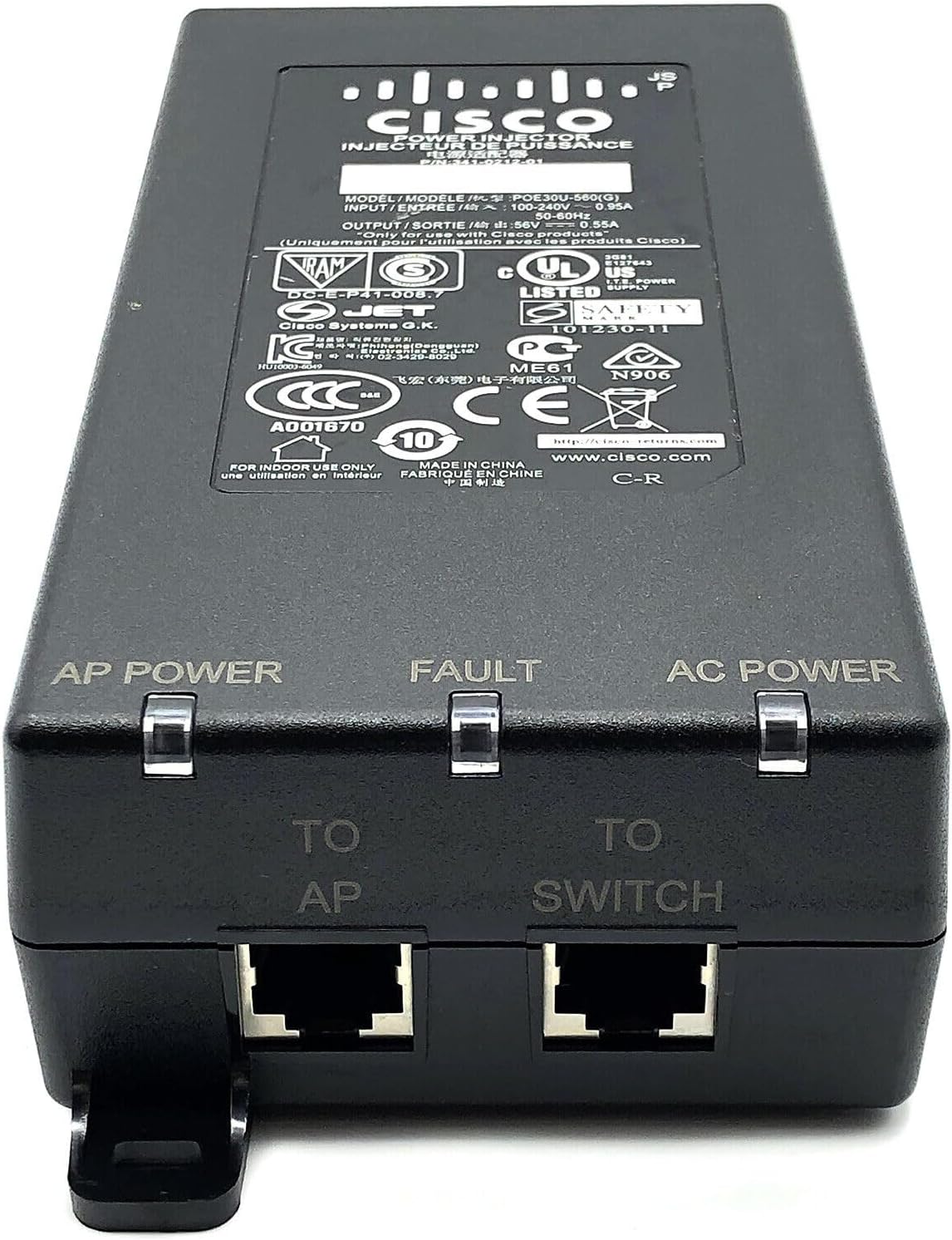 Genuine Cisco 48v 0.32 A Power Injector for Aironet AIR-PWRINJ4 Aironet 1530 1550 1570 802.11AC POE Wave 2 Access Points, Bundle: Power Injector, Cord