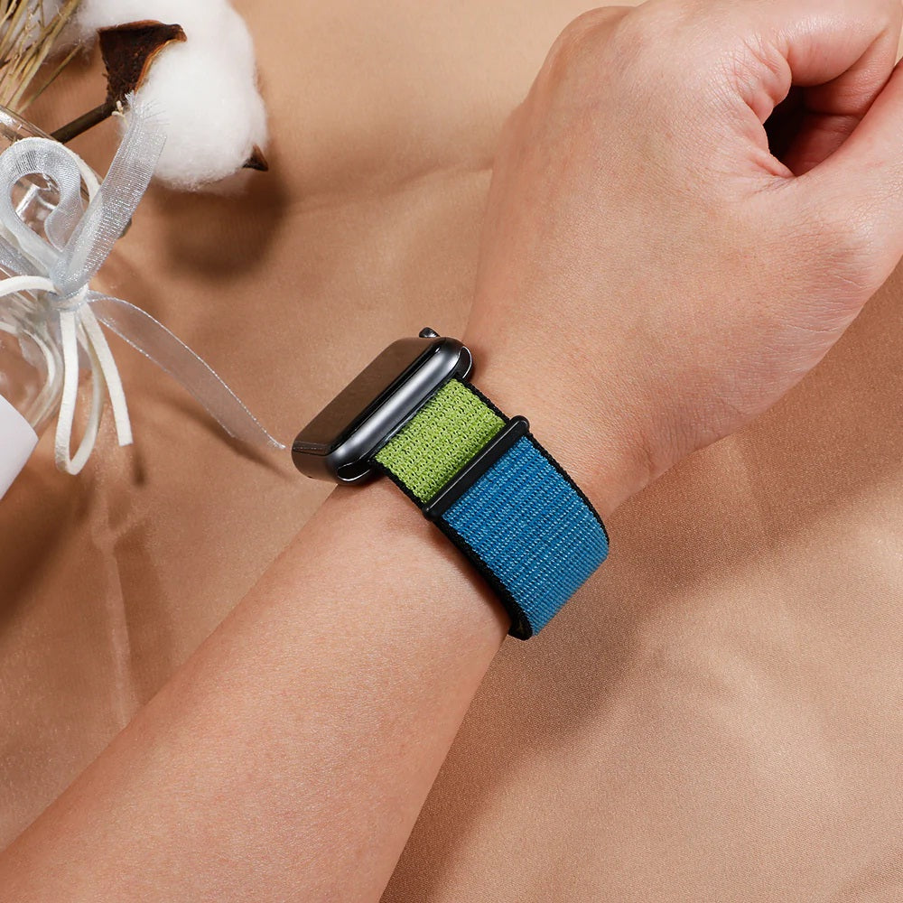 Blue / Green Sport Loop i Watch Band 42-44-45mm Nylon Sport Loop Strap A One World Series by A One - Light Blue Green New Fashion
