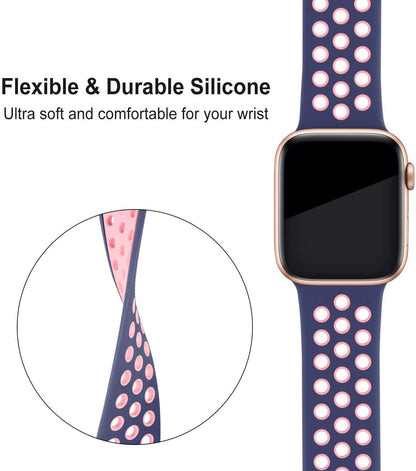 unique Color new fashion Watch Band 38mm Series 1 Series 2, Vax iWatch Strap Soft Sports Silicone Bracelet Wristband Replacement Watchband with Quick Release for iWatch Sport Band (38mm, 40mm Midnight Blue/Pink) (Watch Not included)