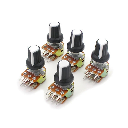 5sets B10k Rotary Potentiometer Knob Switch Kit with plastic Switches cap