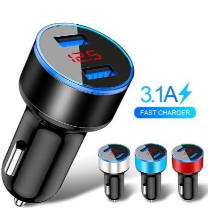 🔌 Dual USB Car Charger with Digital Voltmeter  Fast Charging | Real-Time Battery Monitoring | Smart Car Gadget