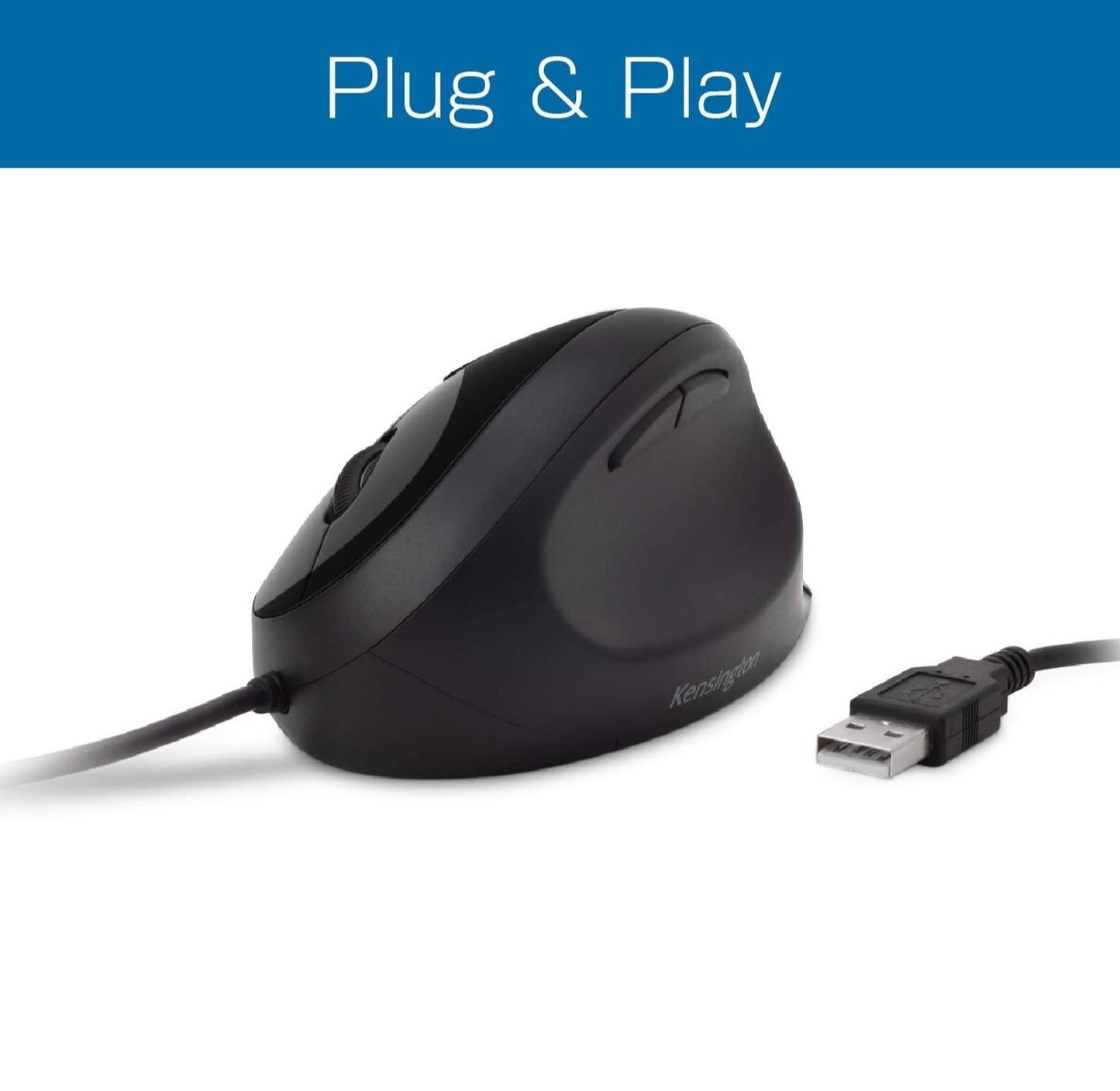 Kensington K75403JP Pro Fit Ergo Wired Mouse – Ergonomic Vertical USB Mouse for Windows &