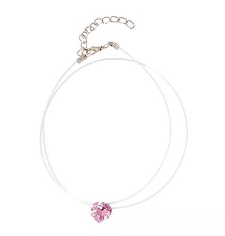 Pink Zircon Invisible Pendant Transparent Fishing Line Necklace