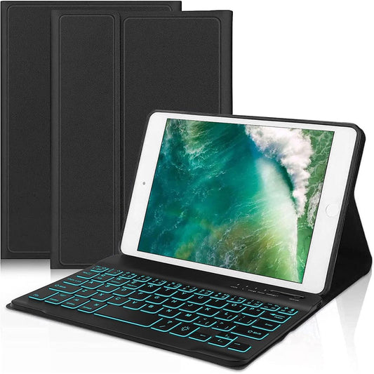 For iPad mini 1 2 3 4 5 Keyboard Case With Back Light and Pencil Holder Smart Cloth Texture Silicone Back Cover For iPad mini 5 2019 7.9