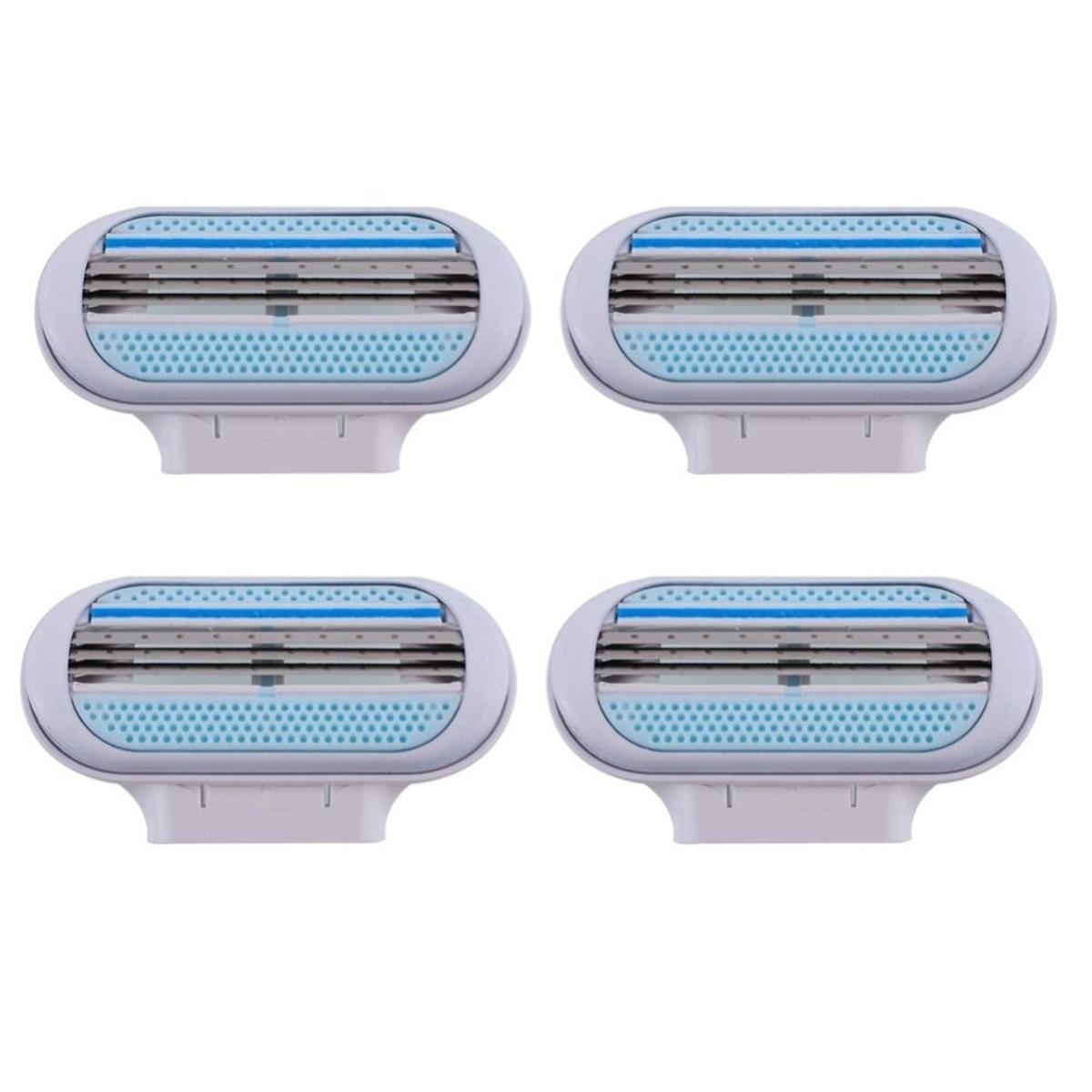 4 PCS Manual Shaving Women Razors Replaceable Blade Shaving Hair Remove Lady Safety Razor Head For 3 Layer-Blade Women's Razor Blade