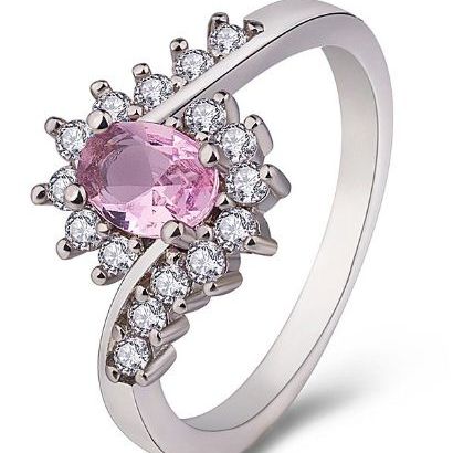 European and American popular zircon inlaid royal Stone 925 silver-plated white gold ring simple and generous oval center Long Life Coating Premium Quality Ring Best For Gift and Self Use