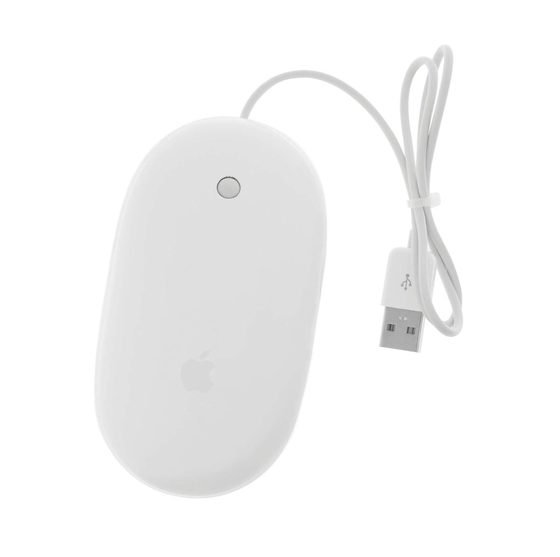 Branded Apple Mighty Mouse A1152 USB Wired Optical Mouse – 360° Scroll Ball, Multi-Button Touch Design for Mac & Windows (White)