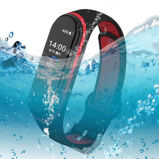 Mi Band 4 Strap with Metal Buckle Silicone Strap Replacement for Xiaomi Mi Band 3 4 Black Red TPU Material