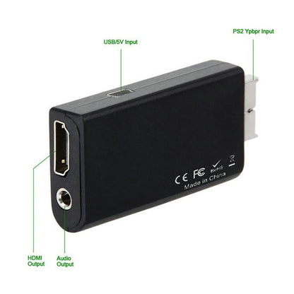 PS2 to HDMI Converter Adapter, PS2 to HDMI Video Converter with 3.5mm Audio Output Cable for HDTV HDMI Monitor AV to HDMI Signal Transfer Adapter, Supports All Playstation 2 Display Modes A1