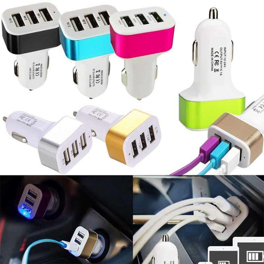 3 Port Universal USB Car Charger 5.1A 26W Three Triple For All  Smart Phones