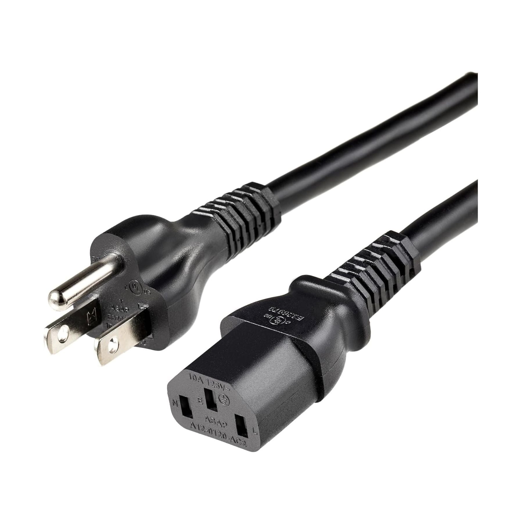 1.5M PC Power Cord 3 Prong AC Cable – 18 AWG 125V Power Cable for Computer, Monitor, TV – Heavy Duty Black Power Supply Cord