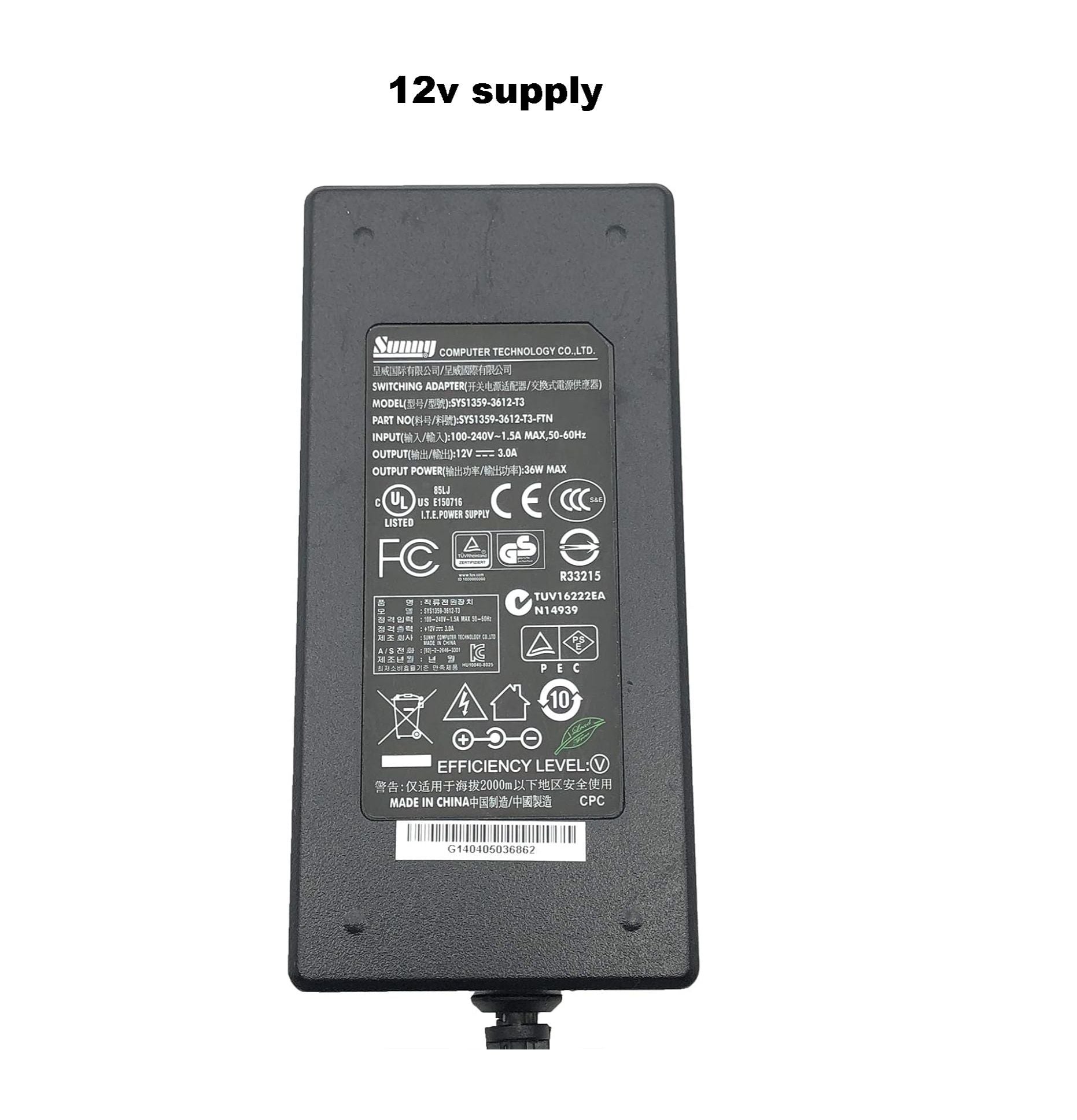 12V 3A Power Adapter with 5mm DC Jack – 100-240V AC Input, 12V 3A Power Adapter with 5mm x 3.5mm Center Pin DC Jack – AC 100-240V | Stable DC Power Supplycm Cable, Stable DC Power Supply