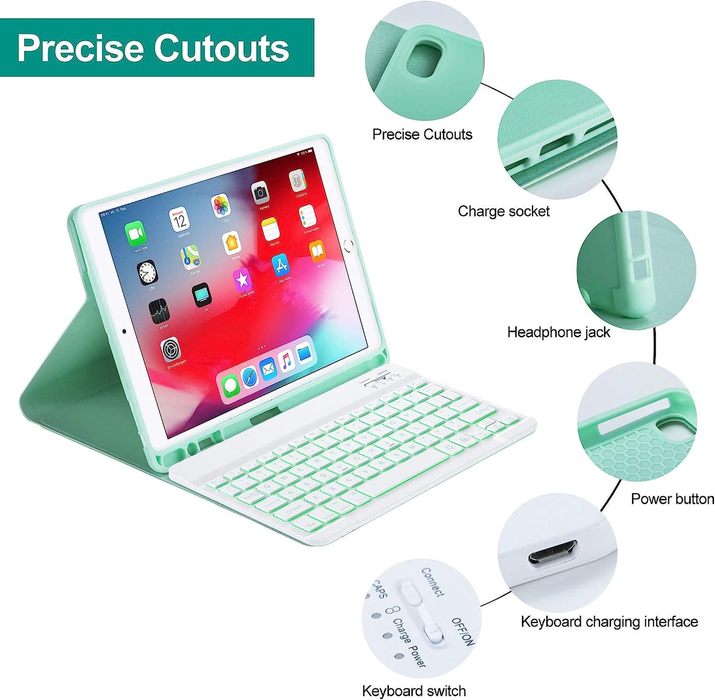 Keyboard Case for iPad 10.2 Inch 2020 & 2019 | Bluetooth Wireless Keyboard | Compatible with iPad Air 3 and iPad Pro 10.5