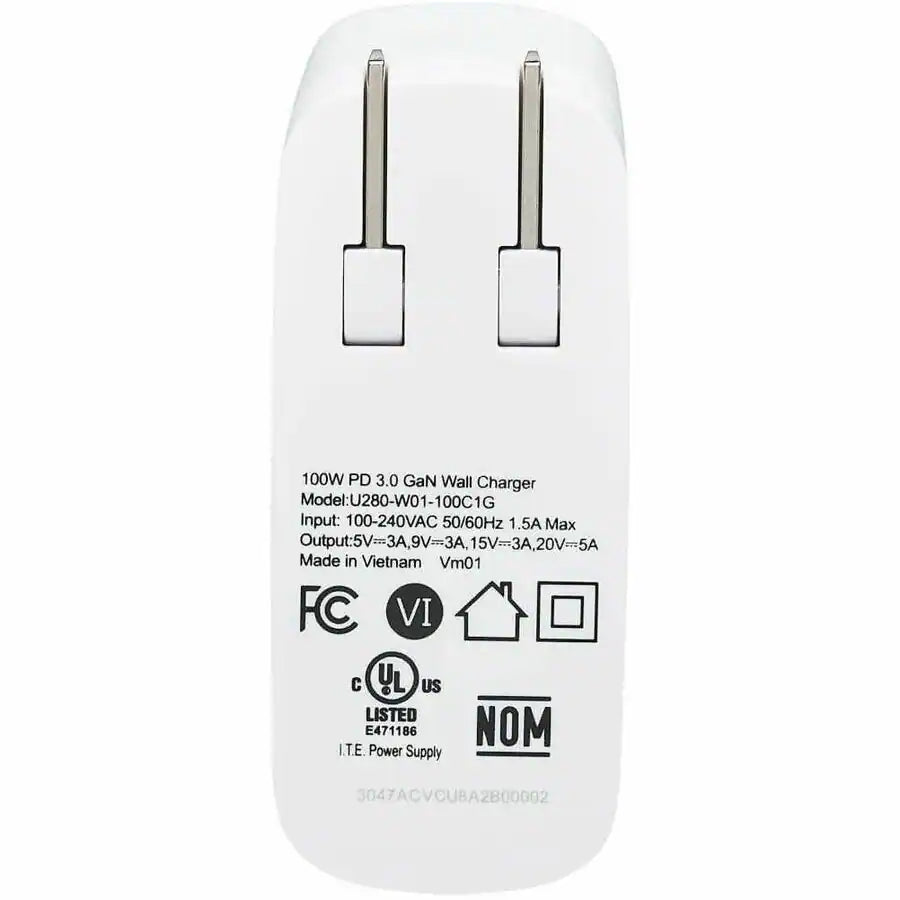 Tripp Lite USB C Wall Charger Compact 1-Port - GaN Technology, 100W PD3.0 Charging power adapter - 24 pin USB-C - 100 Watt For Laptops, MacBooks, smartphones, tablets, iPads, e-readers &amp; other USB-C devices