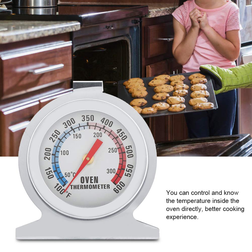 Stainless Steel Oven Thermometer | Glass Dial Temperature Gauge for Baking, Roasting, Cakes, Meat &amp; BBQ | Accurate Heat Meter