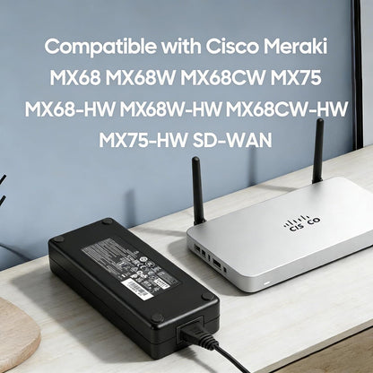 Universal 54V 1.85A 100W Power Supply 6.5mm Pin for Cisco Meraki MA-PWR-100WAC (640-76010) – Compatible with MX68, MX68W, MX68CW, MX75