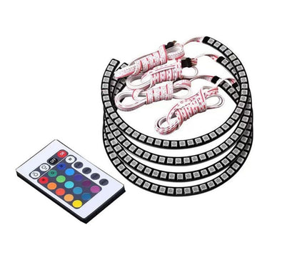 4 PCS 131MM RGB LED Angel Eye Halo Rings for BMW E46 E38 E39 3/5/7 Series – 5050 SMD Multi-Color Headlight Kit with IR Remote Control (16 Colors)