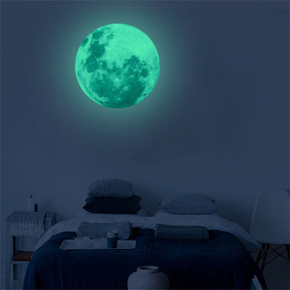 30cm x 30cm Luminous Moon 3D Wall Sticker – Glow in The Dark Fluorescent Moon Wall Decal for Kids Bedroom & Living Room