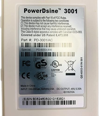 PowerDsine 3001 PoE Injector 48V 0.35A – Power over Ethernet Adapter 100-250V 50/60Hz for IP Cameras, Wireless Access Points & Network Devices