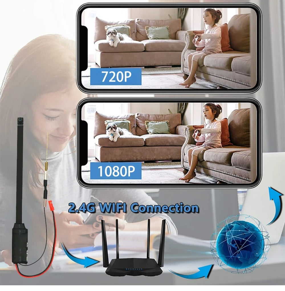 HD WiFi Mini Camera DIY Module 1080P Security Camera with Motion Detection & Remote Viewing