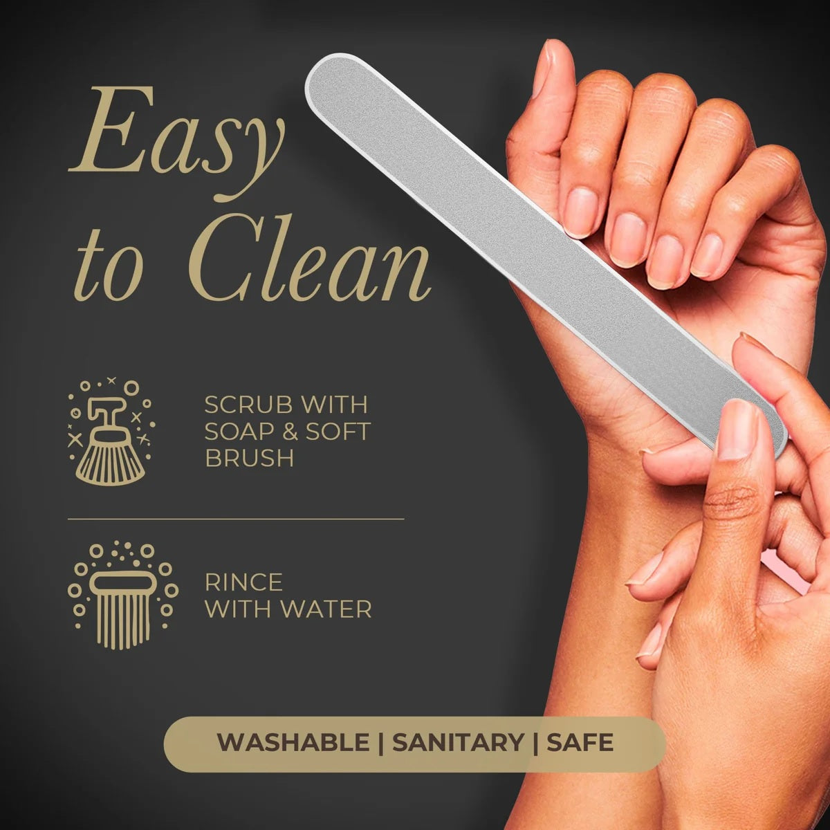 Professional Dual-Grit Nail File 100/180 – 17.8cm Salon-Grade Manicure & Pedicure Nail Buffer