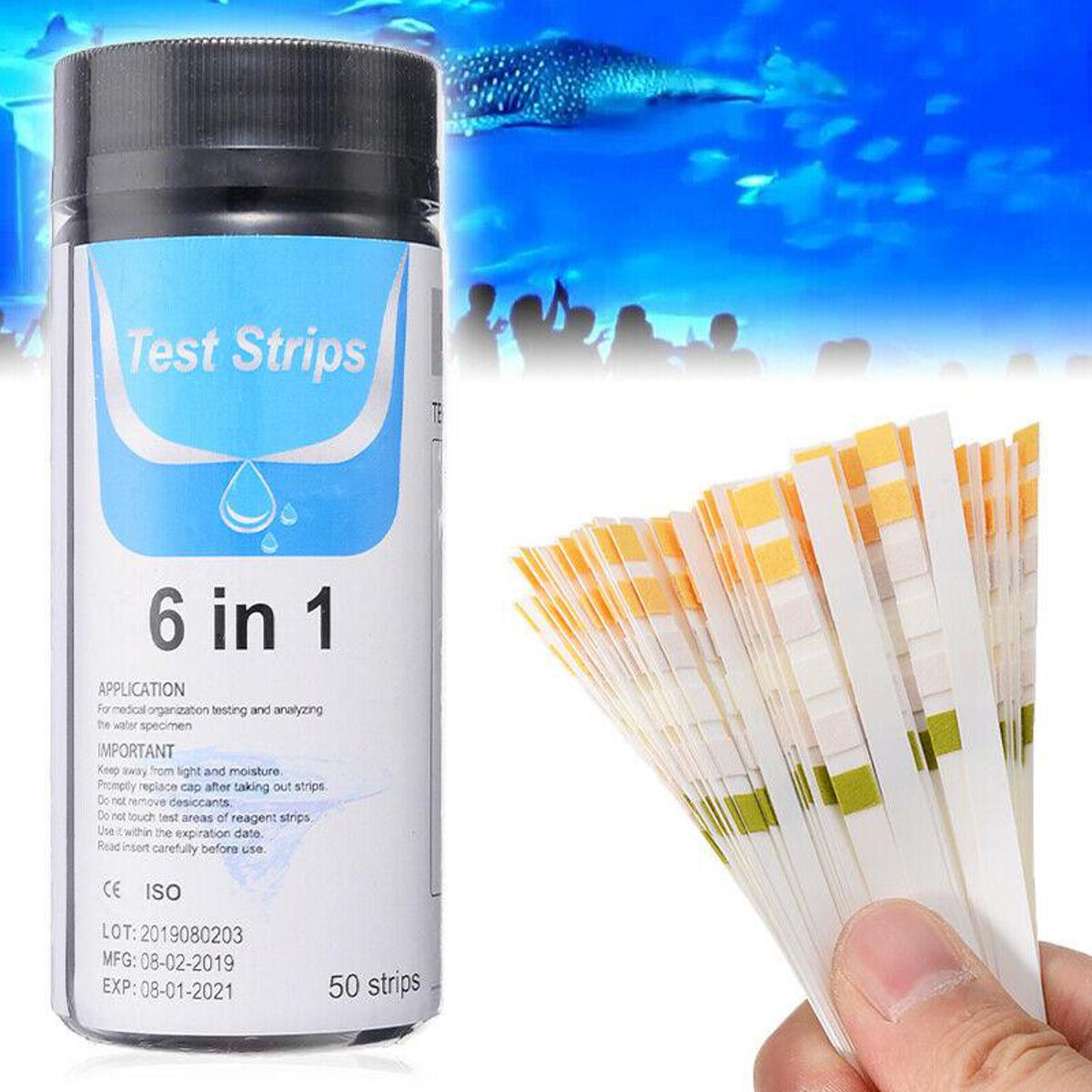 6 IN 1 Water Quality Test Papers PH Level Testing Swimming Pool Aquarium Fish Tank
