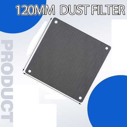 120mm PC Case Fan Filter – Magnetic PVC Dustproof Mesh Cover with screw (Black)
