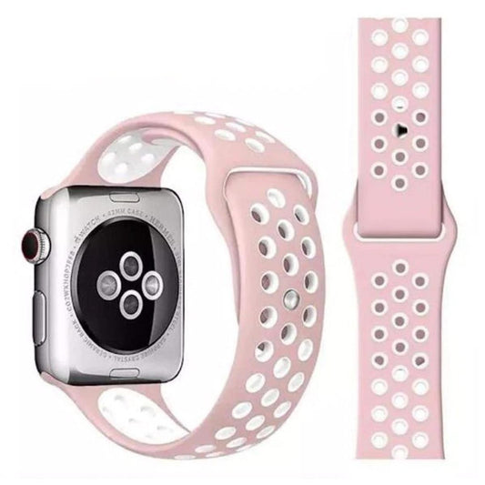 Tea Pink / White Breathable Sports Watch Band Soft Silicon Strap With Anti Lost Lock For i Watch Series 5 4 3 Smart Watch 38mm 40mm Wrist Bracelet Strap Watch Belt (watch Not Included)