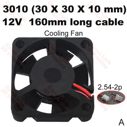 12V DC Brushless Cooling Fan 30x30x10mm for DIY 3D Printer Extruder Hotend 3010