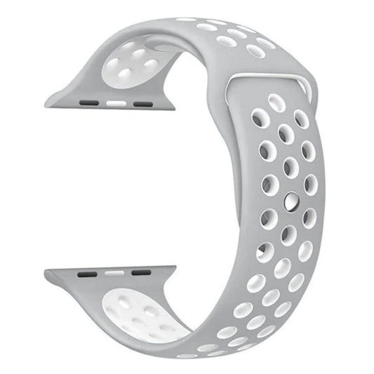 Breathable with Holes Sports Silicone Watch Band Strap for i Smart Watch (38mm,40mm. Silver White)