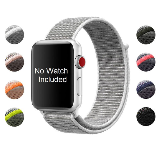 Woven Nylon Sport Loop Replacment Band Strap for Ap-ple Watch 42mm/44mm iWatch SE, Series 6/5/4/3/2/1 (Gray Milk White) Smart Watch Strap  (Silver Milk white) hi Quality