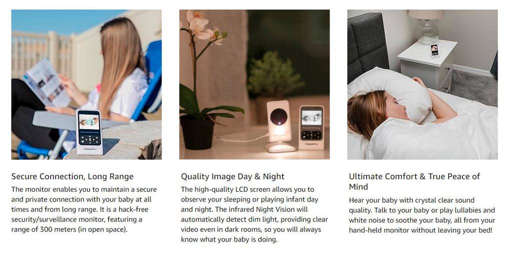 Babysense Video Baby Monitor with Camera and Audio, 2.4" Display, Supplied with Two Cameras, Long Range, Room Temperature, Night Vision, Two Way Talk Back, Lullabies and White Noise, Model V24R_2