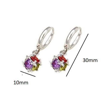 Magic Ball Dangle Earrings Jewelry for Women Multicolor CZ White Gold Color New Design