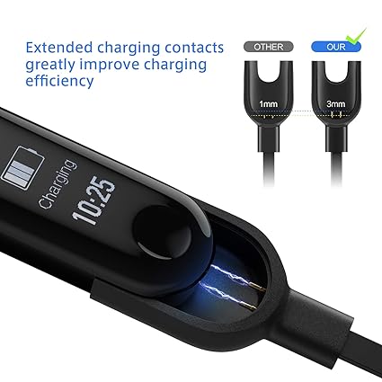 Xiaomi Mi Band 3/4 Charger Clip On Charging Cable, Gold Plated Pins Hi Quality Long Life Product for mi 4 Charging Cable No need to Remove mi4 band from Strap
