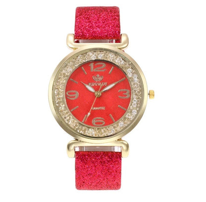 new trend ball dial quartz watch fashionable temperament starry sky flash powder belt ladies  watch