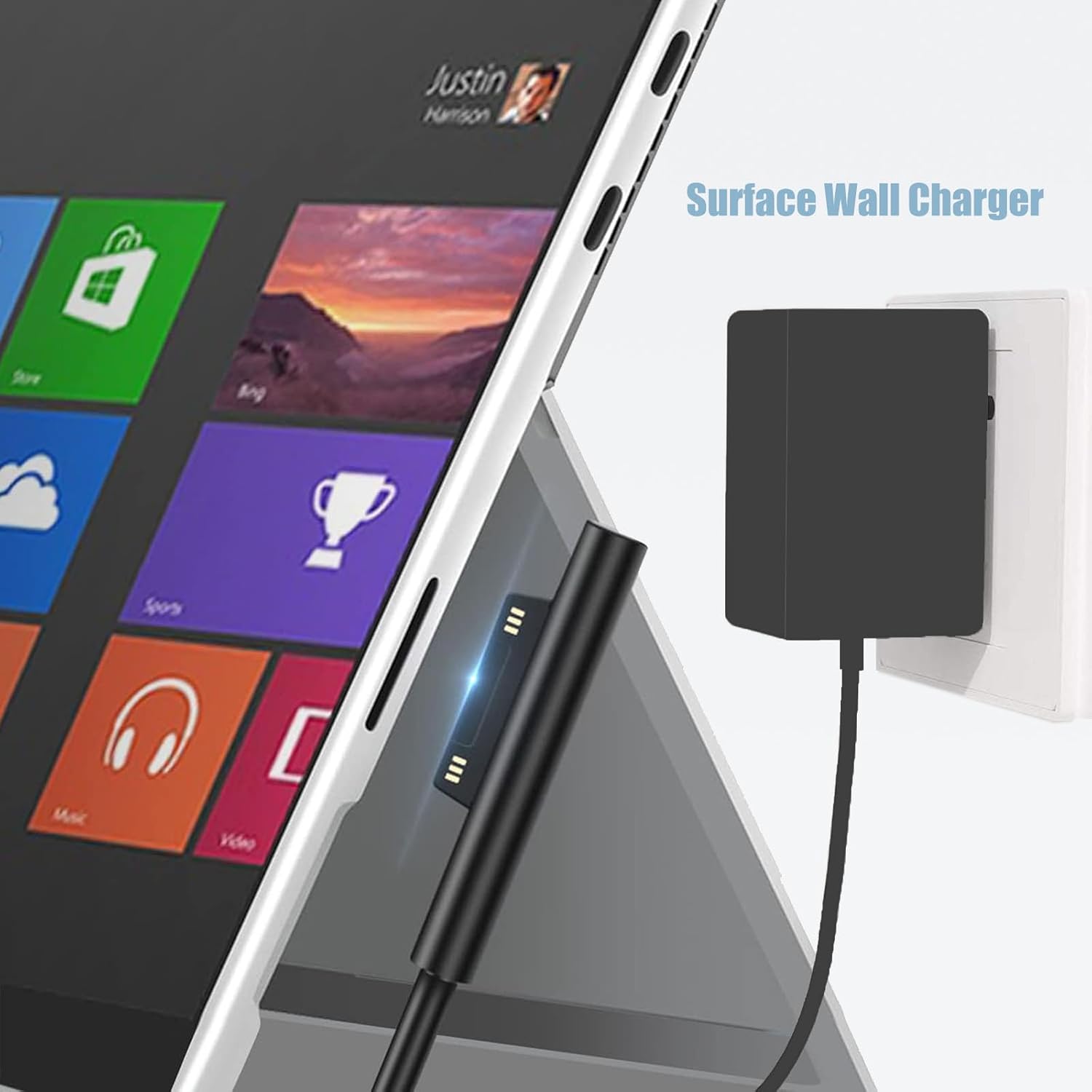 ⚡ Surface Go Power Supply Adapter Charger — 24W (15V 1.6A)  Compatible with Microsoft Surface Go / Go 2 / Go 3 | Surface Pro 3 / 4 / 5 | Core m3 Tablet Series | Fast Wall Power Supply | Black Laptop Adapter Charger