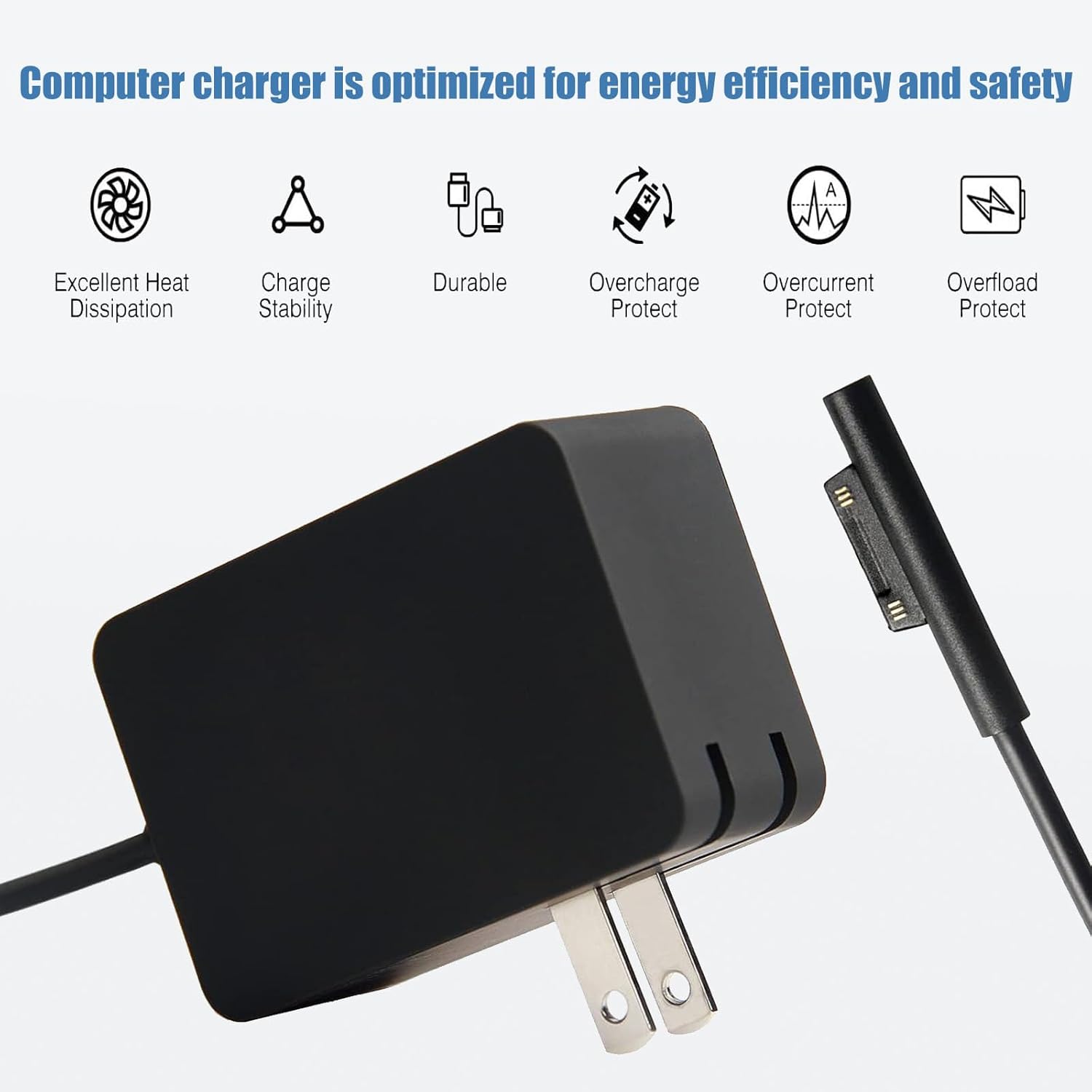 ⚡ Surface Go Power Supply Adapter Charger — 24W (15V 1.6A)  Compatible with Microsoft Surface Go / Go 2 / Go 3 | Surface Pro 3 / 4 / 5 | Core m3 Tablet Series | Fast Wall Power Supply | Black Laptop Adapter Charger