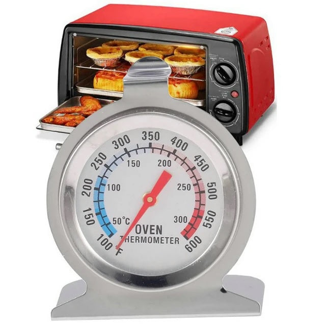 Stainless Steel Oven Thermometer | Glass Dial Temperature Gauge for Baking, Roasting, Cakes, Meat &amp; BBQ | Accurate Heat Meter