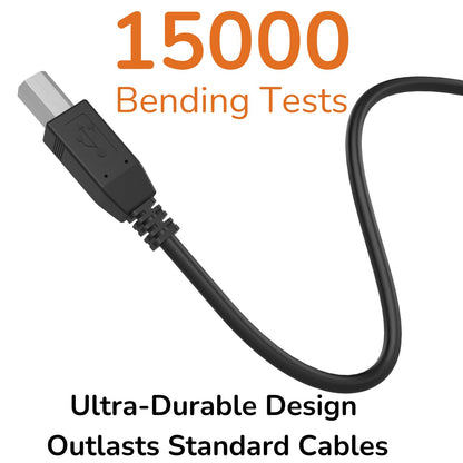 USB Printer Cable, USB 2.0 A to B Lead. Compatible with printers and scanners and all other USB A/B devices, Black USB Cable