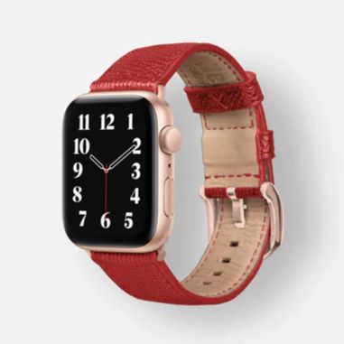 Leather i Watch Band – Red 42mm 44mm 45mm 49mm Rose Gold