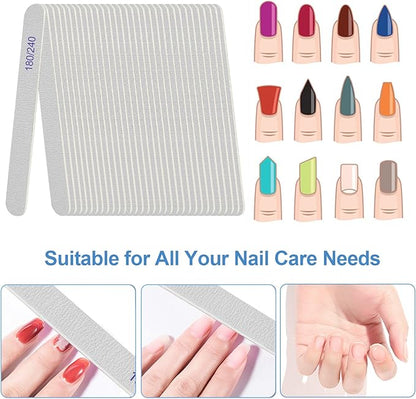Professional Dual-Grit Nail File 100/180 – 17.8cm Salon-Grade Manicure & Pedicure Nail Buffer