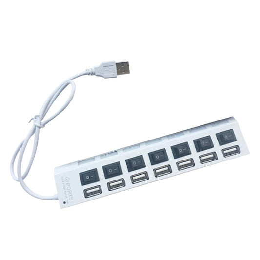 USB Hubs USB 2.0 7 Ports Splitter HUB Adapter with Power on/Off Switch for PC Laptops USB Charger Flash Disk Plug and Play
