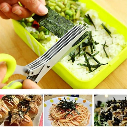 Minced 5 Layers Chopped Laver Tool Cut Spices Rosemary Cook Basil Kitchen Shredded Scissor Scallion Cutter Herb Vegetable Shear