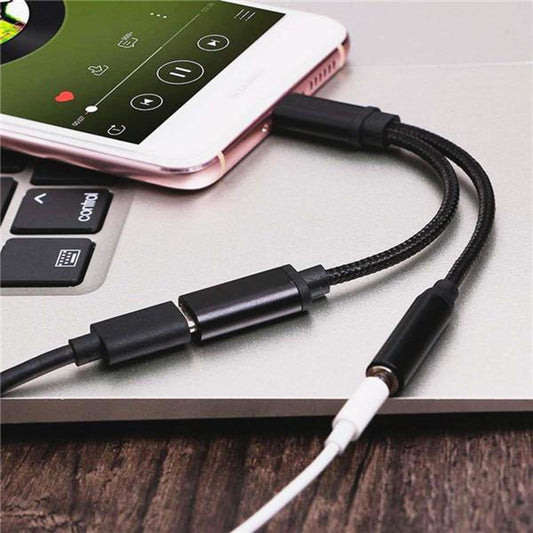 2in1 USB Type C To 3.5mm Jack Audio Splitter USB C Earphone Cable Charging Adapter AUX Audio Cable