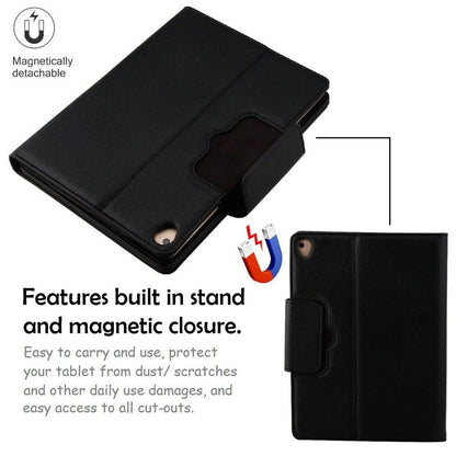 Wireless Bluetooth Keyboard Case for Pad 9.7 / Air / Air 2 / Air 3 (2019) / Pro 9.7 / Pro 10.5 (2017) / Pad 2 / 3 / 4 / Mini 1 2 3 4 5 – PU Leather Detachable Rechargeable Keyboard Cover (Tab Not Included)