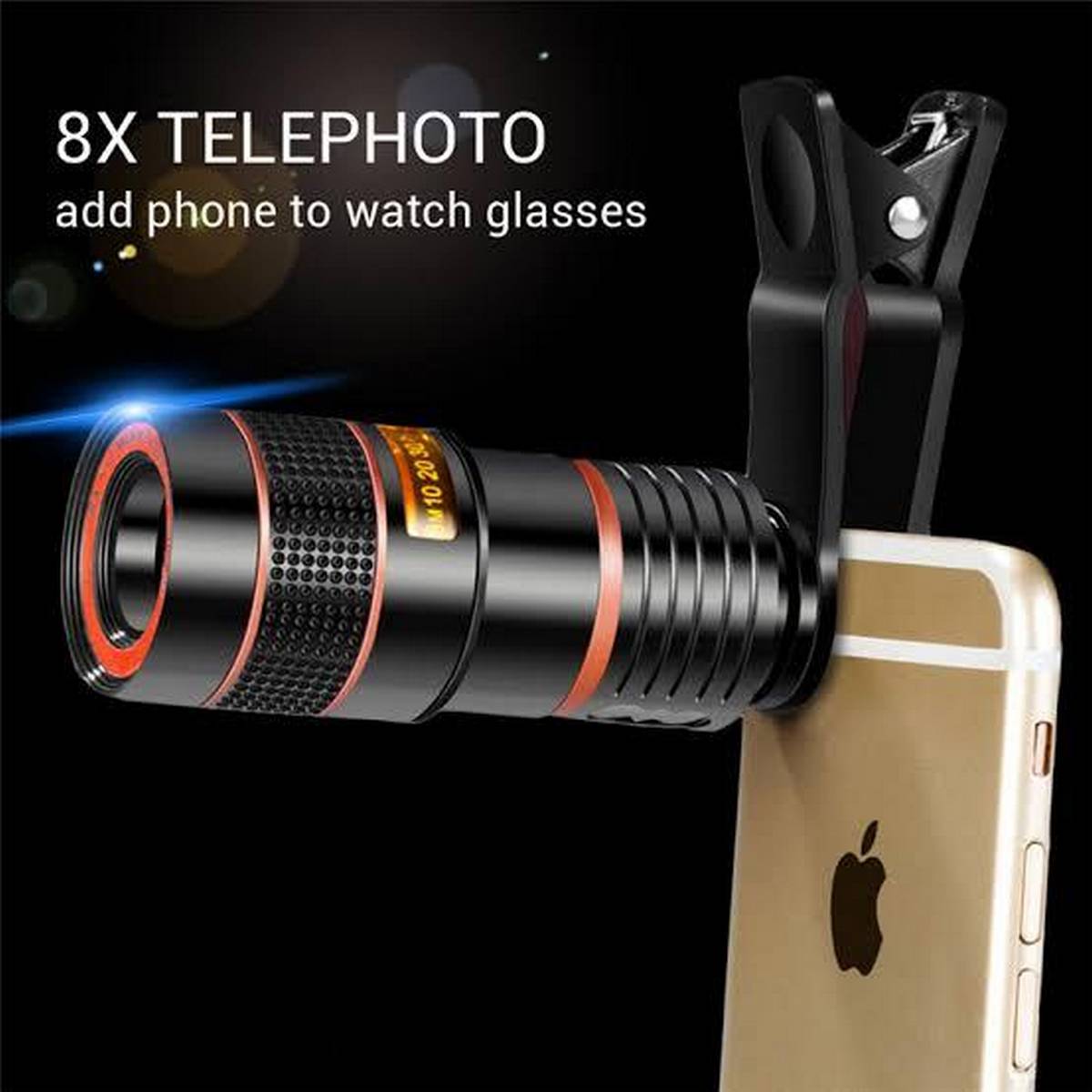 8X Zoom Mobile Phone Telescope Universal Clip Lens DSLR Like Camera Compatible with All Android, iOS and Windows Devices